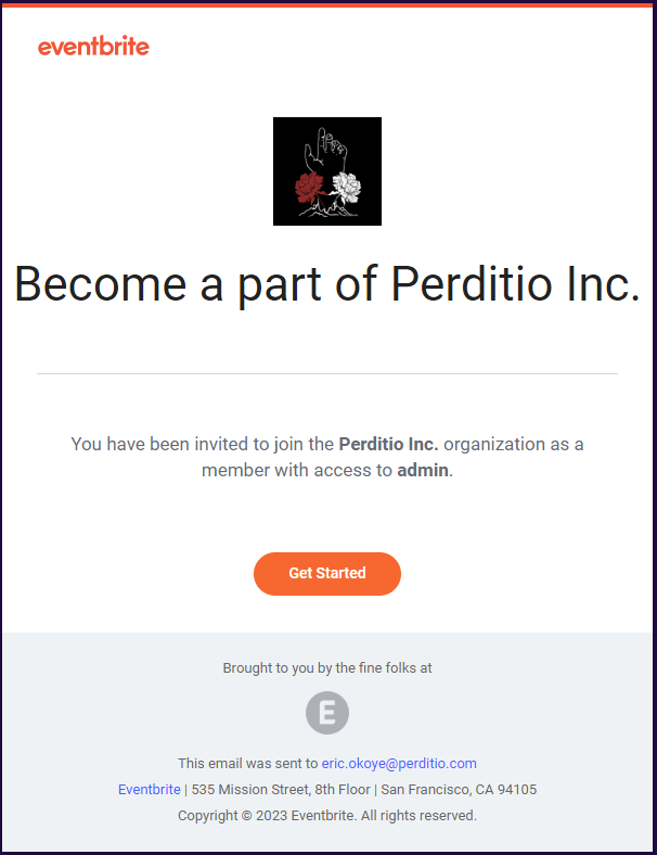Eventbrite Join Invitation Email for Perditio