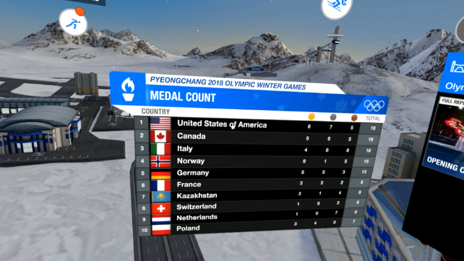 NBC Live VR Medal Count Olympics