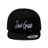 Dark Groove White Embroidered Text Unisex Black Flat Bill Hat